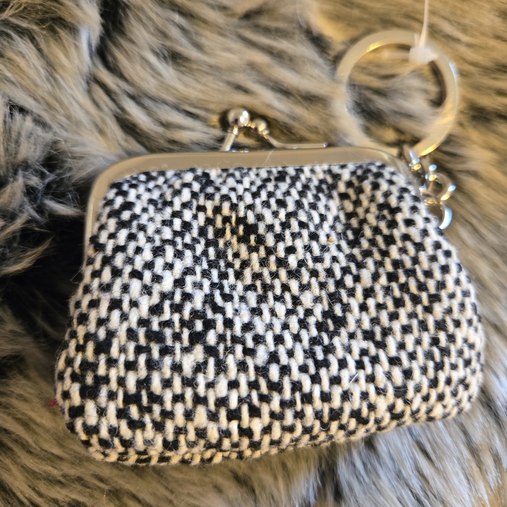 reserved Coach Houndstooth Coin Purse Swarovski Gem Charm & Pink Velvet Bow - Picture 6 of 8